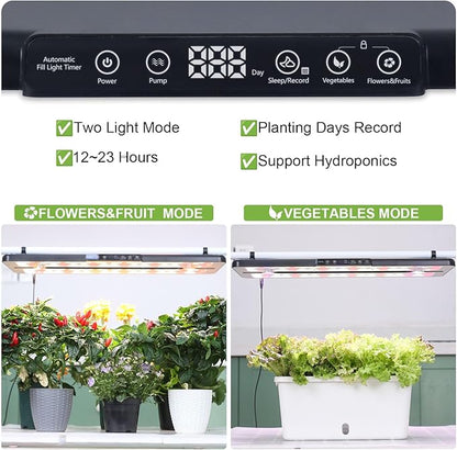 22" x 10" Grow Lights for Indoor Plants and Vegetables, Full Spectrum LED Growing Lamp for Indoor Garden Greenhouse - Features Two Smart Light Mode, 12~23H Timer - 2 Pack (2 in Series Black)