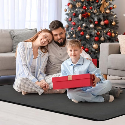 PVC 110V Heated Floor Mat Heater for Foot Warmer Under Desk 48 x 20 Inch Carbon Crystal Wood Stripe Electric Heating Carpet Pad Energy Saving Indoor Heated Rug for Home Office House Black