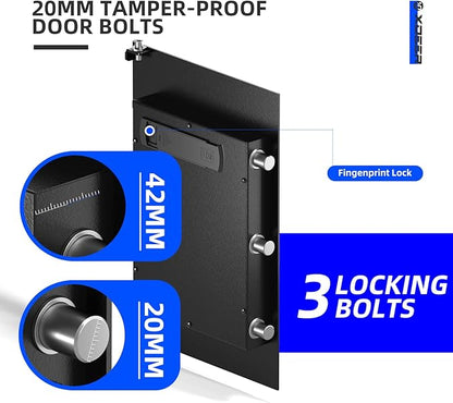 XDeer Biometric Safe Box, Quick-Access Security Safe Box with Upgraded Fingerprint, Steel Handgun Safe Lock Box for Kid/Home/Office (2.04 Cubic Feet)