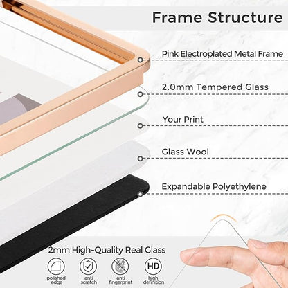 Axeman 4x6 Picture Frame-Metal Rounded Corner Frame 4x6, 4''x6''Photo Frame with Tempered Glass,Tabletop and Wall Display, One-Piece 4 By 6 Metal Picture Frame for images, Rose Gold