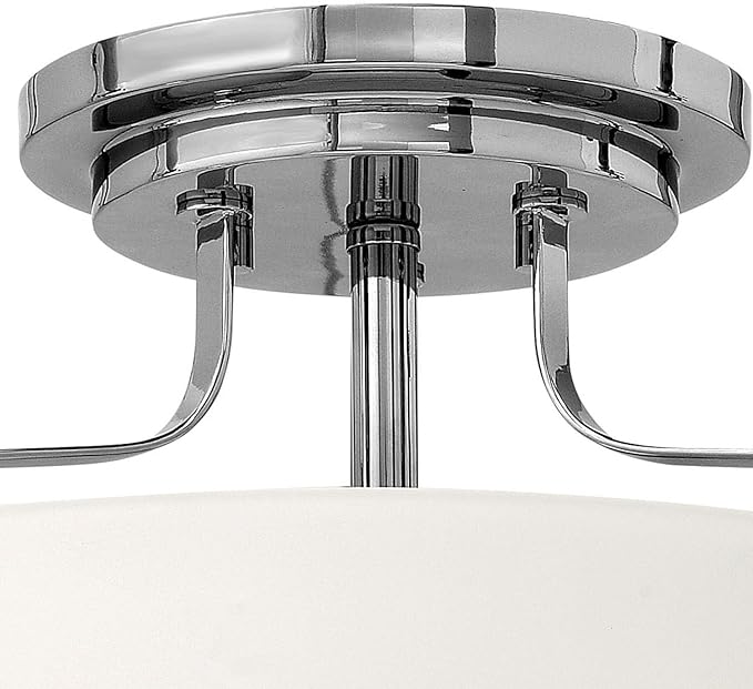 Hinkley Harper 3641CM Medium Semi-Flush Mount Ceiling Light - Sleek, Retro Style - Chrome + Etched Opal Glass