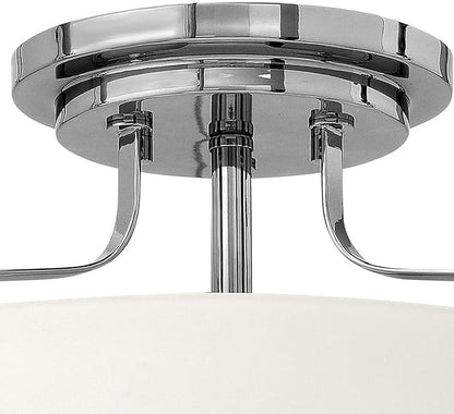 Hinkley Harper 3641CM Medium Semi-Flush Mount Ceiling Light - Sleek, Retro Style - Chrome + Etched Opal Glass