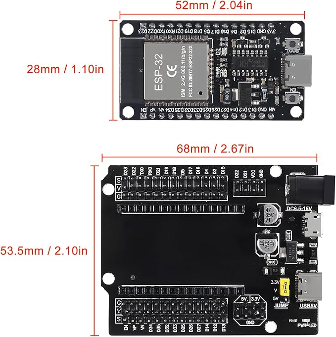 3Set ESP32 ESP-32S WiFi Development Board NodeMCU-32S Microcontroller Processor Integrated with ESP32 Development Board GPIO Breakout Board 30Pin Type-C Micro USB Dual Interface ESP32 Shield 30P