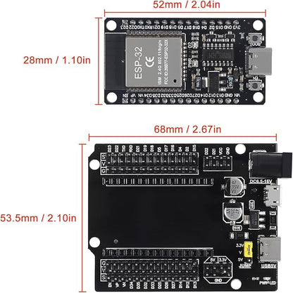 3Set ESP32 ESP-32S WiFi Development Board NodeMCU-32S Microcontroller Processor Integrated with ESP32 Development Board GPIO Breakout Board 30Pin Type-C Micro USB Dual Interface ESP32 Shield 30P