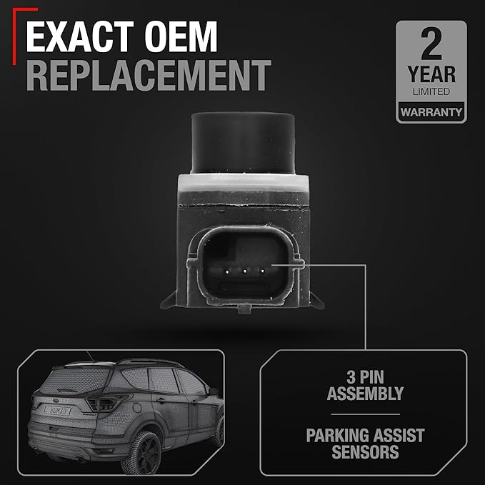 T1A Car Parking Sensors - Compatible with 2017-2019 Ford Escape - Front or Rear Bumper Parking Aid Sensor, Backup Reverse Parking Assist Kit - OEM EM2Z15K859C, 684-106, FO1078101