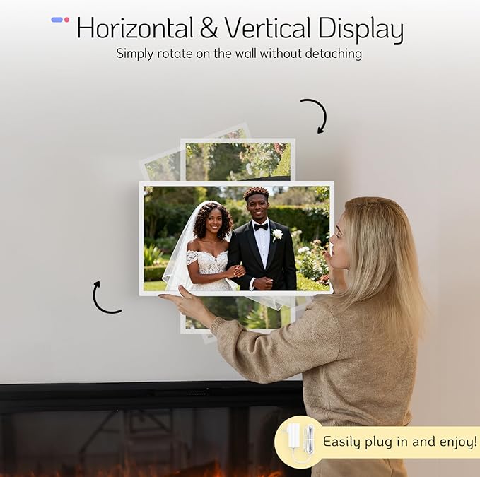 NexFoto 32 Inch Touchscreen Large Digital Picture Frame, 64GB WiFi Electronic Photo Frame, Add Photos from Google Photos, Easy to Share Videos, Gifts for Christmas/Mom/Grandparents, White