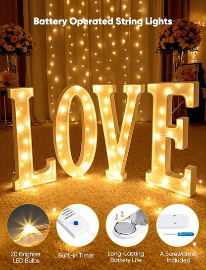 Minetom 20 Pack Fairy Lights Battery Operated String Lights, 8 Modes & Timer, 7ft 20LED Warm White Waterproof Silver Wire Twinkle Lights, Firefly Starry Moon Lights for Mason DIY Christmas Wedding