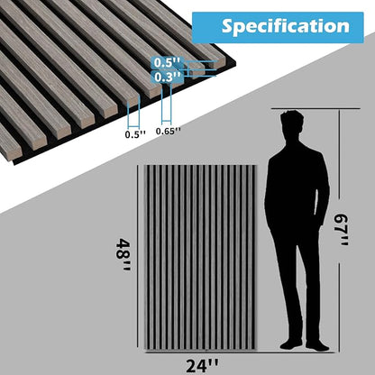 Art3d 2-Pack 48" x 24" Acoustic Wood Panels for Wall, Soundproof Wood Slat Panel for Wall and Ceiling, 3D Fluted Sound Absorbing Paneling for Interior Wall Decor, Living Room, Bedroom - Smoky Oak