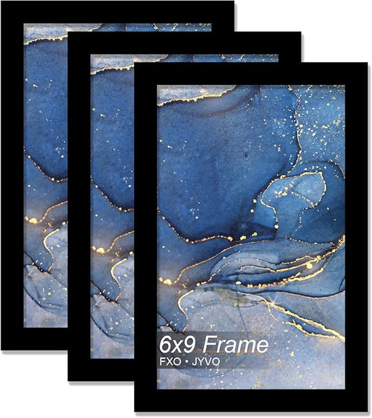 6x9 Picture Frame Set of 3, Black Frame for 6 x 9 Inch Picture Poster Photo, Light Weight and High Transparent 6 by 9 Frame for Wall - 3 Pack/Black/6"x9"