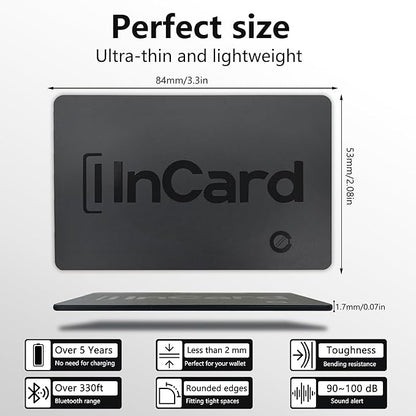 Wallet Tracker (Both iOS and Android) IP68 Bluetooth Smart Finder Card GPS Tracker for Bags Passport Works with Apple Find My (Apple MFi Certified) & Google Find My Device - Over 5 Year Battery Life