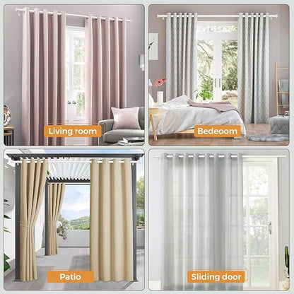 TONIAL Curtain Rod 32 to 86 Inch, Telescoping Splicing 3/4 Drapery Rods for Windows Decorative Single Rod with Small Cap End, Warm White