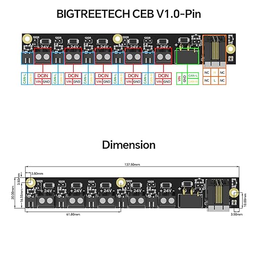 BIGTREETECH CEB V1.0 CANbus Expansion Board Perfect for 2020 Aluminum Profiles Support Klipper, EBB SB2240/SB2209 EBB36/42 CAN+Octopus Pro H723, Manta M4P/M5P/M8P Control Board