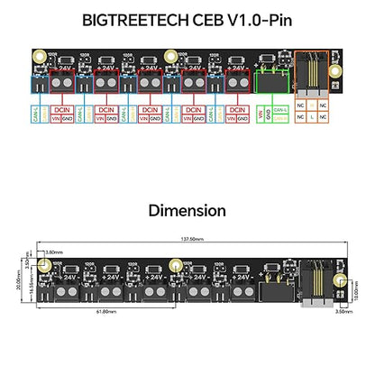 BIGTREETECH CEB V1.0 CANbus Expansion Board Perfect for 2020 Aluminum Profiles Support Klipper, EBB SB2240/SB2209 EBB36/42 CAN+Octopus Pro H723, Manta M4P/M5P/M8P Control Board