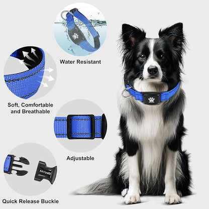 GPS Dog Collar Tracker 2-in-1,Reflective Waterproof Pet Collar,iOS-Only,No Monthly Fees,Unlimited Range,Ideal for Dog Tracking pet Tracker,for Small Dogs(S (12.6"-16.5" Width:0.78"), Blue)