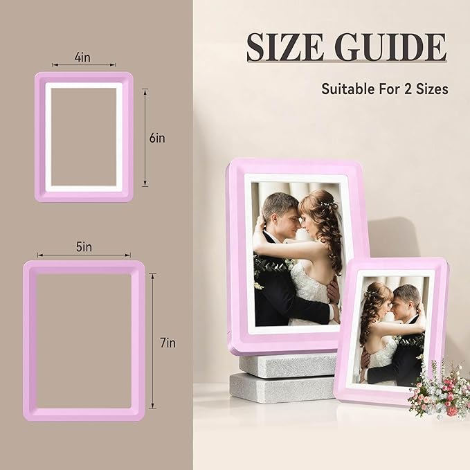 Pink 5x7 Picture Frame with Acrylic Front, ABS Frame for 5x7 or 4x6 Photos, Shatterproof UV-Resistant Tabletop Photo Frame, Vertical/Horizontal Display for Home Décor