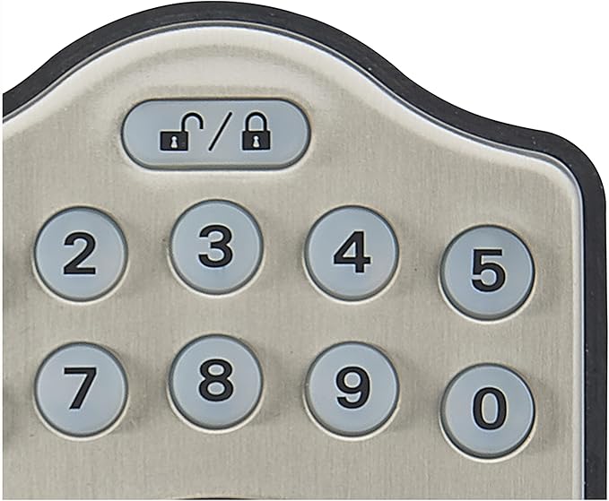 Amazon Basics Traditional Electronic Keypad, Keyless Entry Door Lock Deadbolt with Handle Set, Key Pad Front Door with Knob, Traditional Door Locks for Front Door, Door Handle, Satin Nickel, 1-Pack