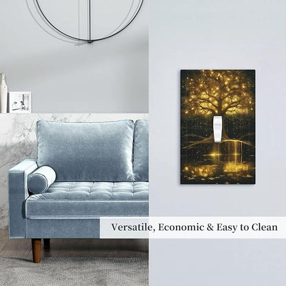 Decorative Light Switch Plate Covers Golden Shining Fantasy Kabbalah Tree of Life 1 Gang Light Switch Cover Plate Single Toggle Wall Plate Outlet Covers Faceplate for Bedroom Home Decor