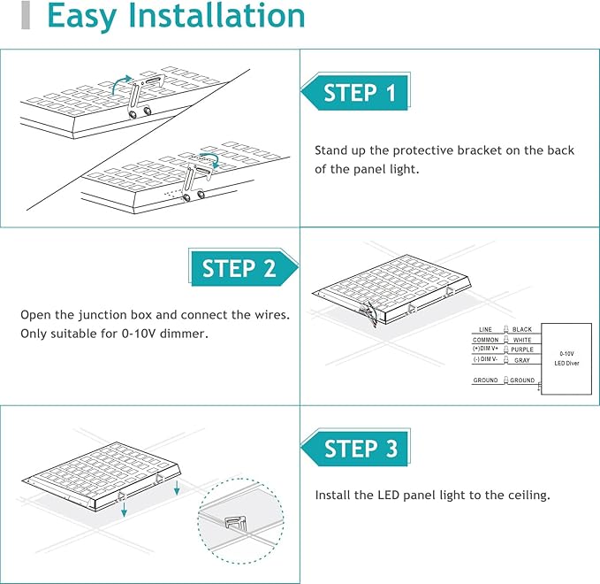 8 Pack 2x2 LED Flat Panel Light - 2x2 LED Flat Panel Light 5000K 4000K 3000K Selectable & 0-10v Dimmable, 20W 30W 40W 2x2 LED Drop Ceiling Light Troffer Lay in, 100-277Vac, ETL Listed