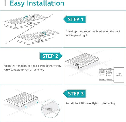 8 Pack 2x2 LED Flat Panel Light - 2x2 LED Flat Panel Light 5000K 4000K 3000K Selectable & 0-10v Dimmable, 20W 30W 40W 2x2 LED Drop Ceiling Light Troffer Lay in, 100-277Vac, ETL Listed
