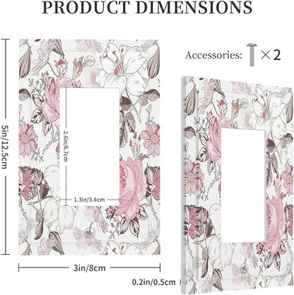 Decorative Outlet Covers Modern Watercolor Flower Pink White Wildflower 1 Gang Single Rocker Light Switch Cover Plate Wall Plates GFCI Faceplate for Bedroom Home Decor