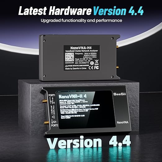 SEESII Upgraded NanoVNA-H4 Vector Network Analyzer, Latest V4.4 9KHz-1.5GHz HF VHF UHF 4" Touch Screen VNA Antenna Analyzer Measures S Parameters,Voltage Standing Wave Ratio, Phase,Delay, Smith Chart