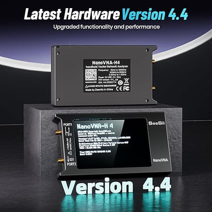 SEESII Upgraded NanoVNA-H4 Vector Network Analyzer, Latest V4.4 9KHz-1.5GHz HF VHF UHF 4" Touch Screen VNA Antenna Analyzer Measures S Parameters,Voltage Standing Wave Ratio, Phase,Delay, Smith Chart