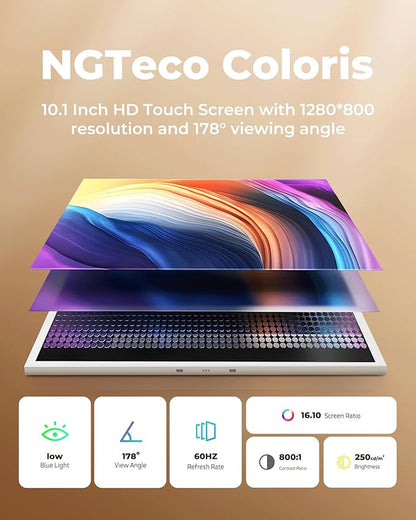 NGTeco Digital Picture Frame 64GB, 10.1" HD Touch Screen Digital Photo Frame, 5000mAh Cordless Battery & Magnetic Wireless Charging, Photo/Video Sharing via Frameo App