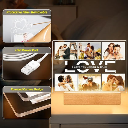 Custom Picture Frame with Photo, Personalized Photo Frame, Customized Picture Frames, Personalized Anniversary Valentines Day Gifts for Women Men Her Him Couples Wife