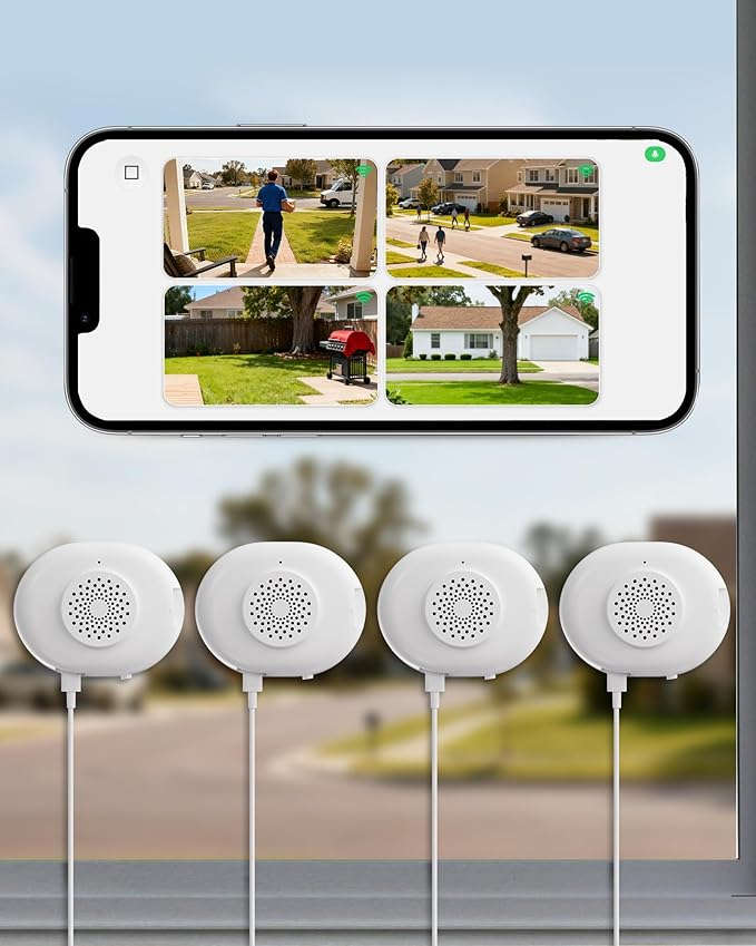 Anlapus A60 3MP 2K Window Security Camera, 4 x Plug-in WiFi Indoor Camera for Home Security, 5G/2.4G WiFi, Color Night Vision, Motion Detection, 24/7 Recording, Easy Install, US-Only Cloud Storage