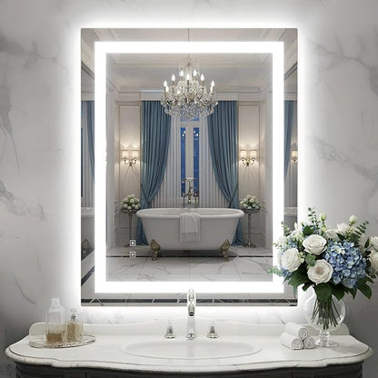 28X36 Inch LED Bathroom Mirror with Lights, Frontlit+ Backlit Bathroom Vanity Mirror for Wall, Ultra-Clear Tempered Glass, Shatter-Proof, Anti-Fog and Memory Function, ETL Listed