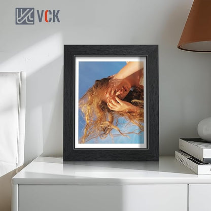VCK 8x10 Picture Frames Black Set of 6, Wide Border Wood Poster Frame, Multi-Directional Display Family Photos, Office Prints, Studio/Gallery Artwork, Woodgrain Series, Tabletop & Wall Hanging