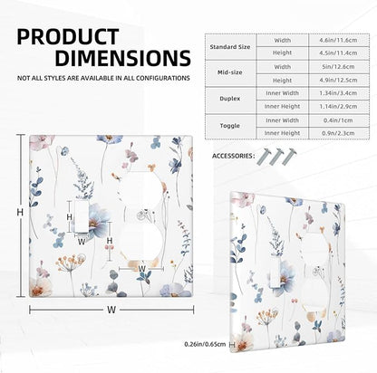 Wildflowers Plant Leaves Floral Berry Wallplates 1 Toggle 1 Duplex Switch Plate Electrical GFCI Faceplate Decorative Light Switch Covers for Bed Room Living Room Decor