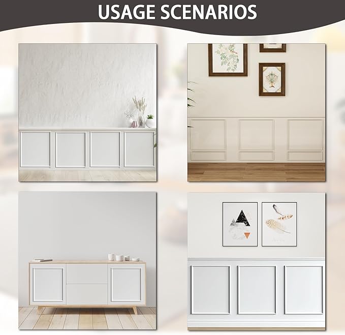 3-Frame 16" x 20" Premade Accent Wall Molding Kit, Ready-to-Assemble Wainscoting Panels, Pre-Cut Chair Rail Moulding Trim Picture Frame for Home Décor