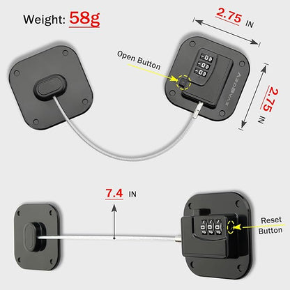 Refrigerator Lock, Heavy Duty Fridge Lock, Combination Lock for Fridge, Cabinets, Window, Drawers and Child Safety Keep Cat Away No Drilling, Easy Install, No Keys Needed, 2 Pack, Black