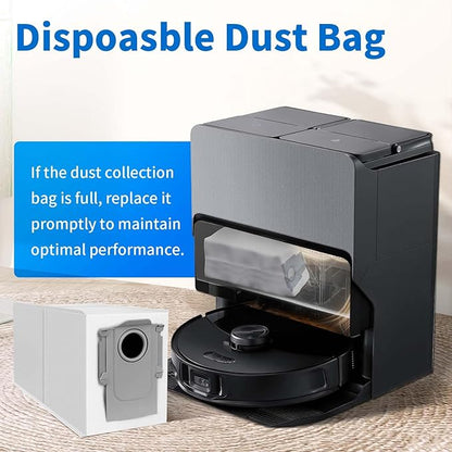 18 Packs Activated Carbon Dust Bag for Roborock Saros 10/10R/Qrevo/Qrevo S/Qrevo Pro/Qrevo Plus/Qrevo MaxV/Qrevo Master/Qrevo Curv/Qrevo Edge/S8 MaxV/S8 Max Ultra Robot Vacuum, 2.7L Large Capacity