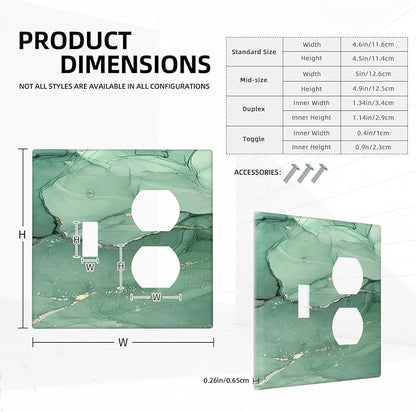 Wallplates Simple Green Marble 1 Toggle 1 Duplex Switch Plate Electrical GFCI Faceplate Decorative Light Switch Covers for living Room Office Decor