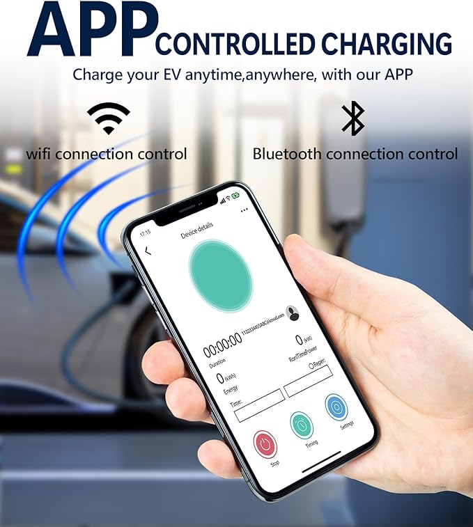 Home Smart Level 2 EV Charger up to 40 Amp, Outdoor Fast Charging Station with NEMA 14-50 Plug for All J1772 Electric Vehicles, Wi-Fi and Bluetooth Enabled EVSE, 25-Foot Cable
