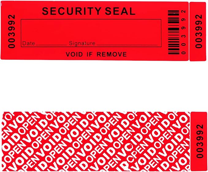 Security Warranty Void Stickers 100% Total Transfer Tamper Evident Proof Labels Triple Serial Numbers Seal Sticker Large 35x120 mm(50PCS,red)