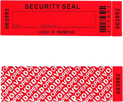 Security Warranty Void Stickers 100% Total Transfer Tamper Evident Proof Labels Triple Serial Numbers Seal Sticker Large 35x120 mm(50PCS,red)