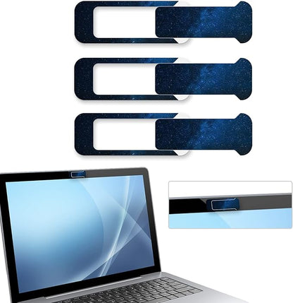 Webcam Cover, 3 Pieces, Laptop Camera Cover, Privacy Shielding Capacity is Twice as Big as The Traditional, Suitable for Computer Mobile Phones, laptops, Tablets and so on (The Starry Sky)