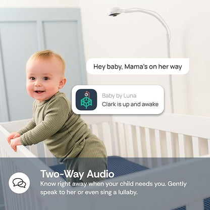 Luna 2.4GHz WiFi Baby Camera Monitor & Floor Stand, Sensor-Free Infant Breathing Monitor, Smart AI Monitoring, Sleep Tracker, Crying Detection, Night Vision, 2-Way Audio, Newborn Essentials