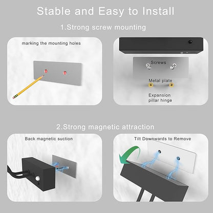 PAIHOME Lights for Pictures on Wall, Rechargeable Picture Light with Smart Motion Sensor, Remote Dimmable & Timer, ‌16in Wireless Black Art Lighting for Paintings Canvas, Gallery, Portraits