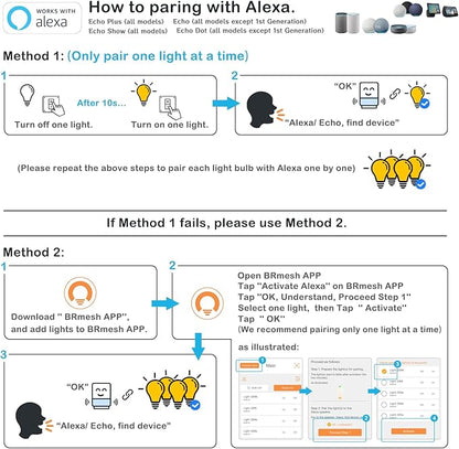 MELPO Alexa Light Bulb 130W Equivalent, Smart Light Bulbs Warm White to Daylight Tunable, A19 E26 Bluetooth LED Bulbs Controlled by BRmesh APP and Alexa only, Timing, Flicker-Free（8 Pack (8)