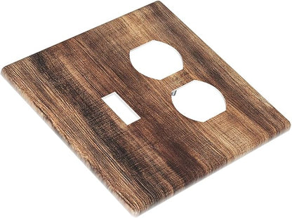 Wallplates Vintage Rustic Brown Wood Grain 1 Toggle 1 Duplex Switch Plate Electrical GFCI Faceplate Decorative Light Switch Covers for Bedroom Farmhouse Decor