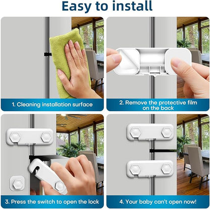 8 Pack Baby Proofing Cabinet Locks, Child Safety Locks for Cabinets and Drawers,Door,Dishwasher,Fridge,Cupboard,Trash Can,Washer (White)