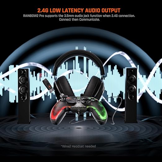 BIGBIG WON Wireless Controller, Rainbow 2 Pro PC Controllers Motion Aiming, Hall Triggers, ALPS Joystick, Custom Button, 3.5mm Audio Gaming Controller for PC Windows/Android/iOS/Switch Controllers