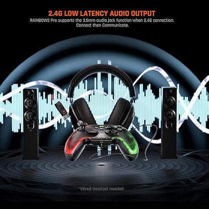BIGBIG WON Wireless Controller, Rainbow 2 Pro PC Controllers Motion Aiming, Hall Triggers, ALPS Joystick, Custom Button, 3.5mm Audio Gaming Controller for PC Windows/Android/iOS/Switch Controllers