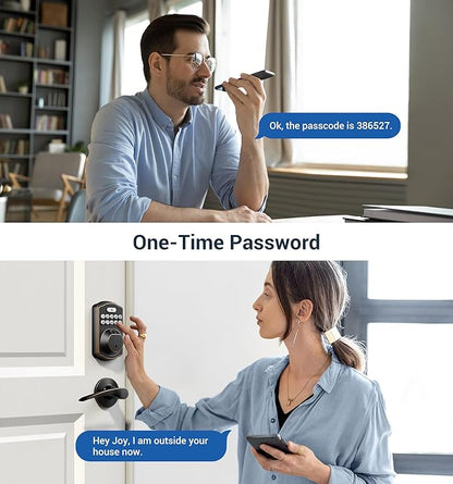Veise Fingerprint Door Lock with 2 Lever Handles - Keyless Entry Door Lock, Electronic Keypad Deadbolt, Digital Smart Code & Front Handle Sets, Auto-Locking, Easy Installation, Oil Rubbed Bronze