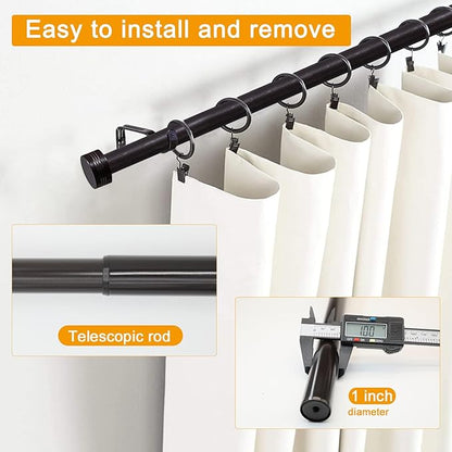 Adjustable Curtain Rods-18 to 45 Inches,1 Inch Modern Metal Drapery Rods, Adjustable Heavy Duty Curtain Pole with Simple End Caps