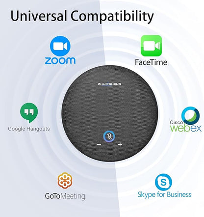 Conference Speaker and Microphone, USB Speakerphone with 10 Mics, 360° Pickup&Noise Reduction, Portable Conference Room Omnidirectional Microphone for 10 Compatible with Leading Platforms